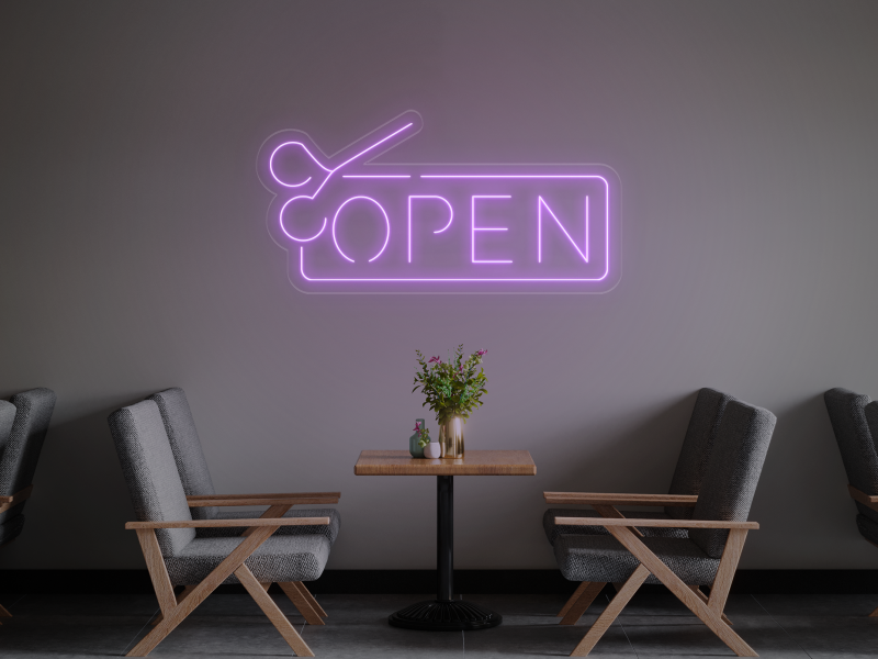 Barbershop Open - Semn Luminos LED Neon