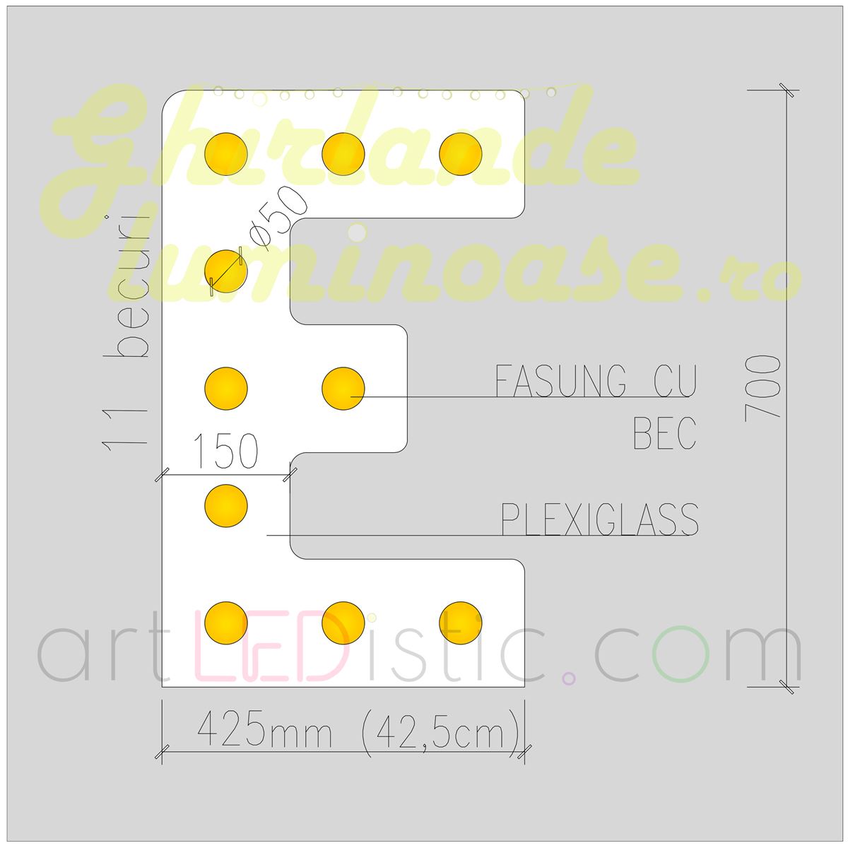 Litere Volumetrice Luminoase din Plexiglass 70 CM