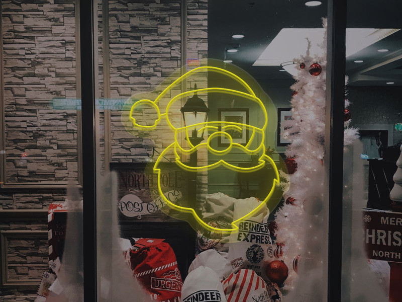 Weihnachtsmann Porträt - Neon LED Schild