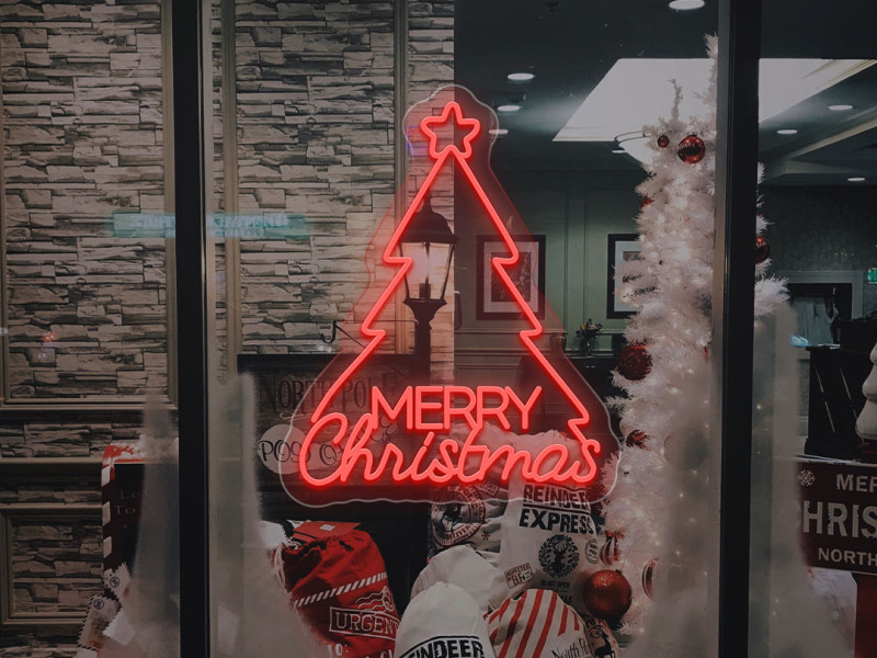 Merry Christmas Tree - Semn Luminos LED Neon cu Telecomanda