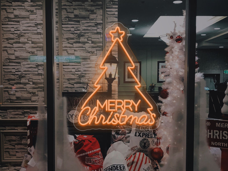 Merry Christmas Tree - Semn Luminos LED Neon cu Telecomanda