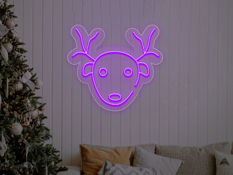 Visage de renne - Signe lumineux au neon LED
