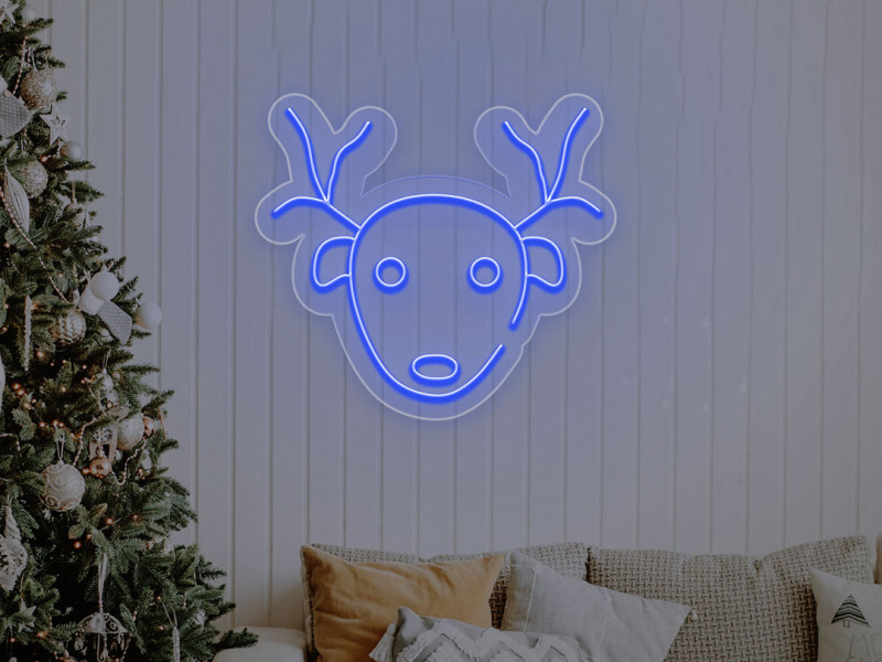 Visage de renne - Signe lumineux au neon LED