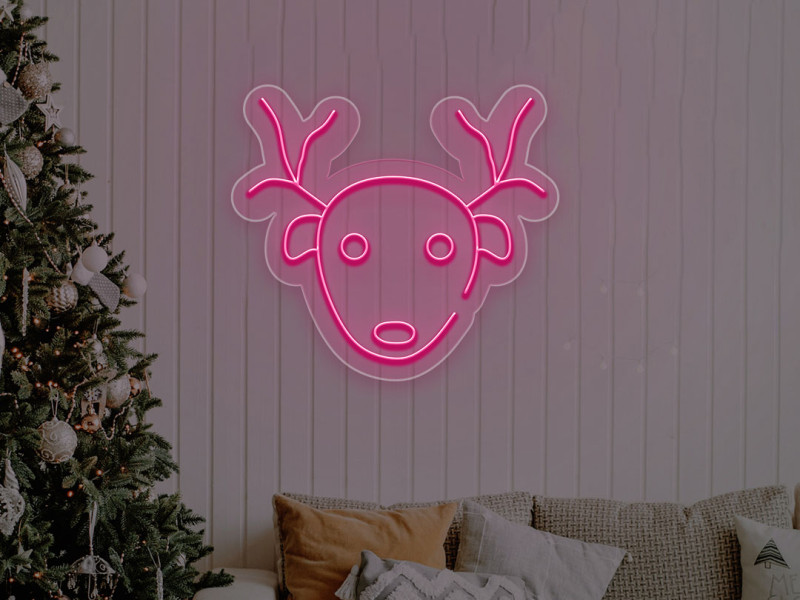 Reindeer Face - Semn Luminos LED Neon