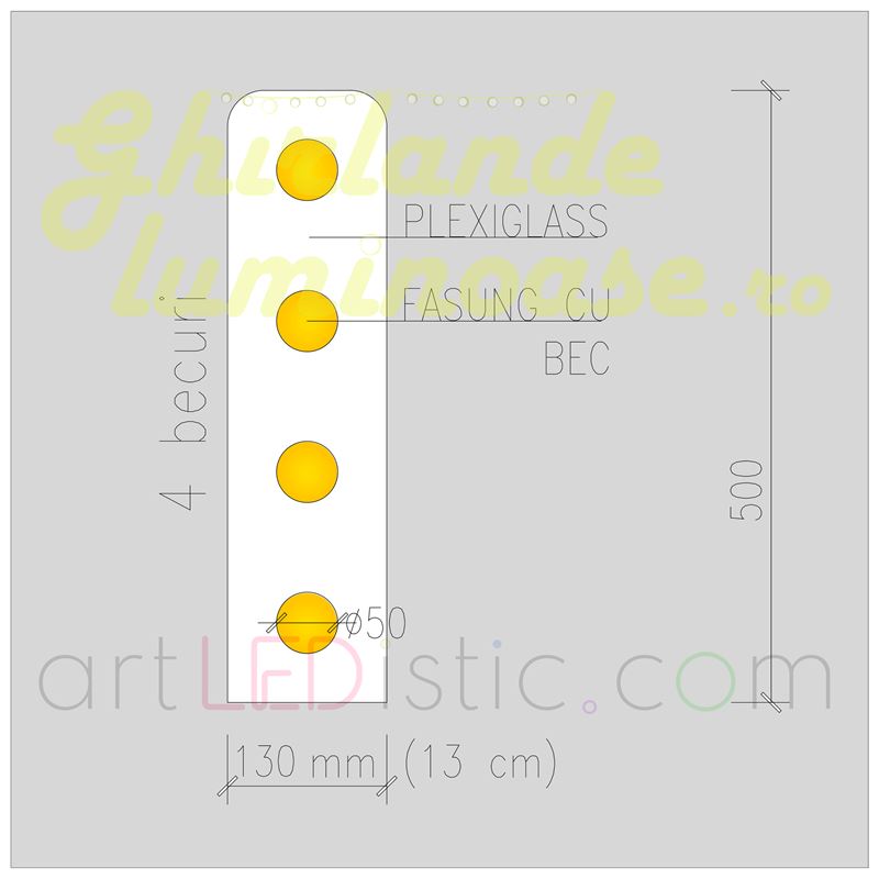 Cifre Volumetrice Luminoase din Plexiglass 50 CM