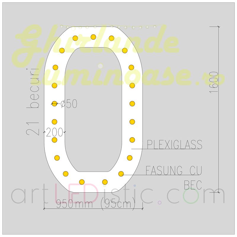 Cifre Volumetrice Luminoase din Plexiglass 160 cm