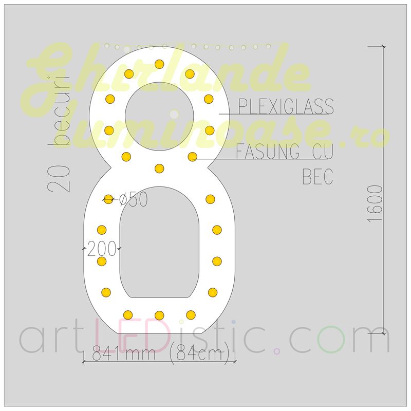 Cifre Volumetrice Luminoase din Plexiglass 160 cm