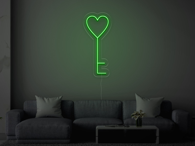 Clé du cœur - Signe lumineux au neon LED