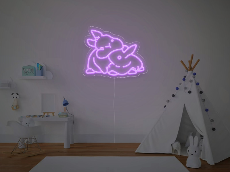 Zwei Hasen - Neon LED Schild
