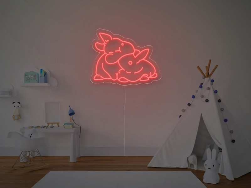 Two Bunnies - LED Neon Sign