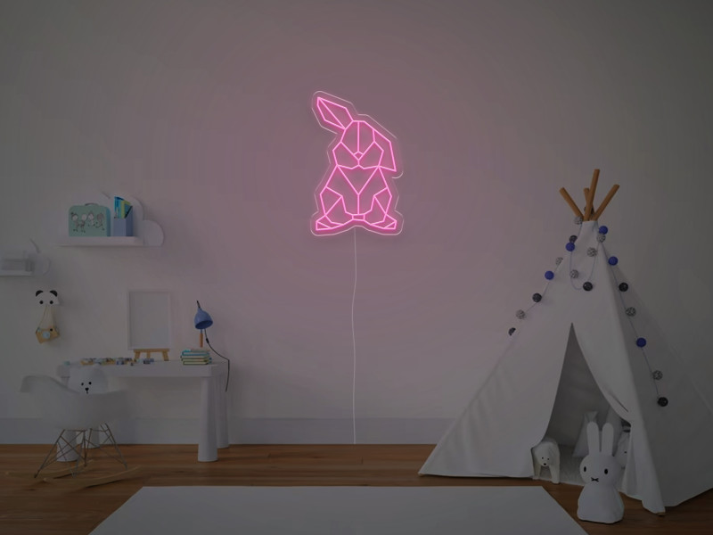 Iepuras Geometric - Semn Luminos LED Neon