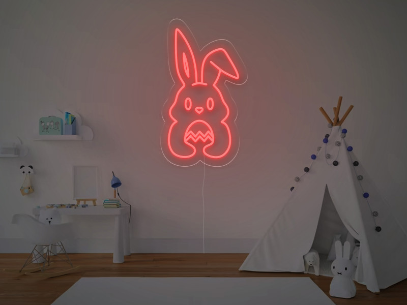 Coniglietto Che Tiene L'Uovo - Insegna Neon LED