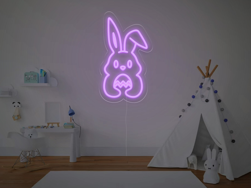 Bunny Holding Egg - LED Neon Sign