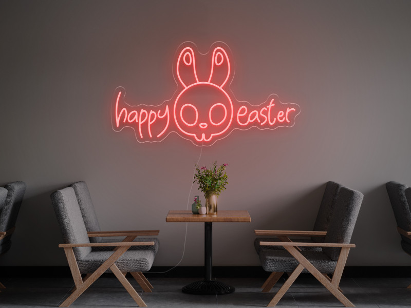 Happy Easter Bunny - Semn luminos neon LED
