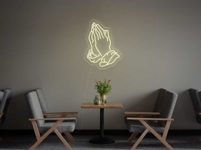 Mains en Prière - Signe lumineux au néon LED