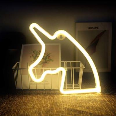 Lampa LED Neon Unicorn, Lumina Calda, cu Baterii si cablu USB