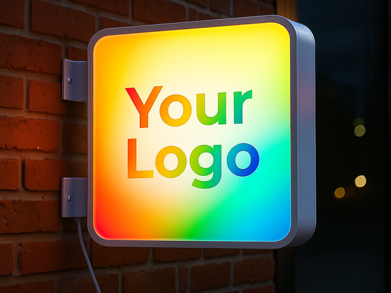 Casetă luminoasă personalizată pătrată – 60x60 cm, lumină alb rece