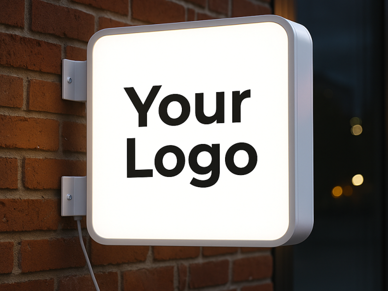 Casetă luminoasă personalizată pătrată – 60x60 cm, lumină alb rece