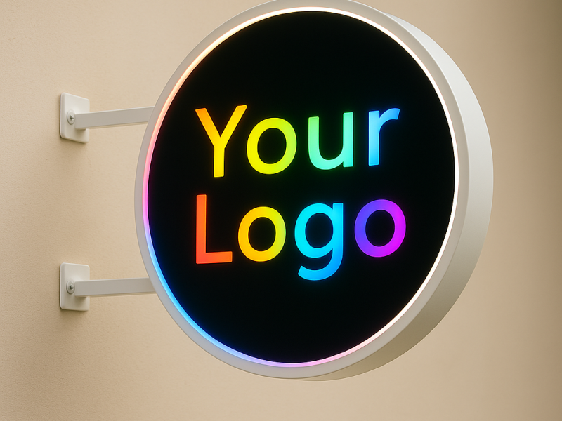 Casetă luminoasă personalizată  rotundă - 50x50 cm cu lumină alb cald