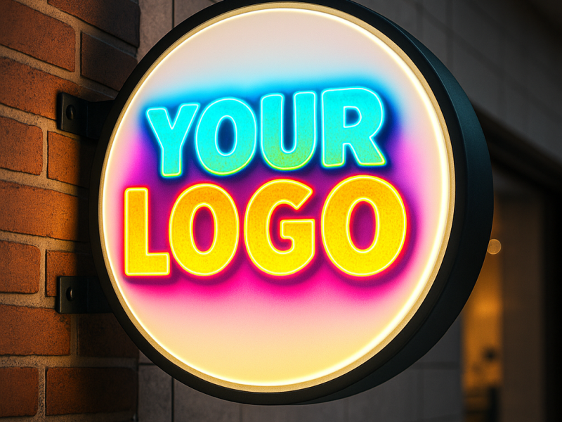 Casetă luminoasă personalizată  rotundă - 70x70 cm cu lumină alb cald