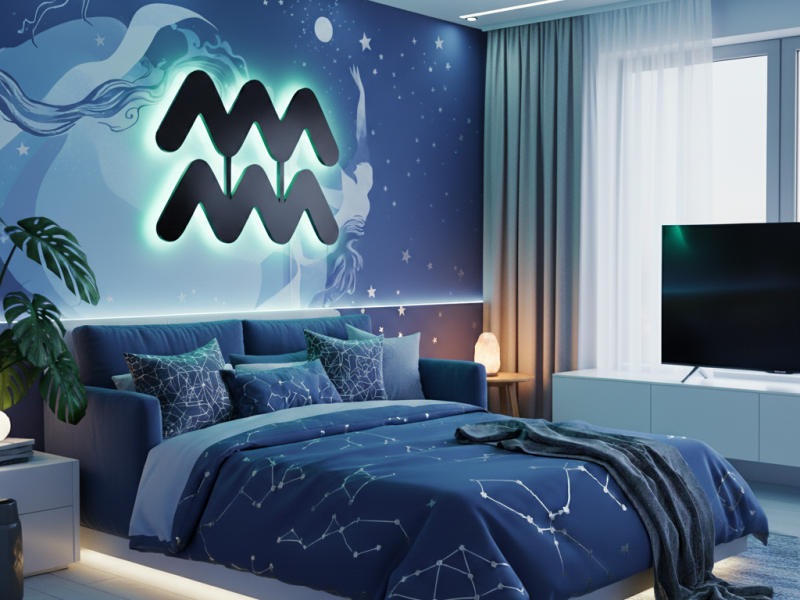 Aquarius - Semn Luminos LED Neon Backlight