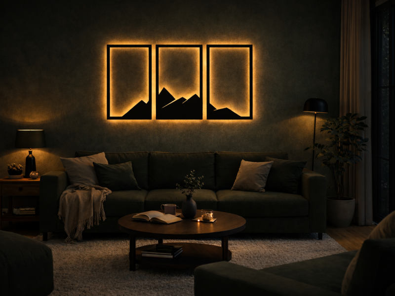 Peisaj montan minimalist - Semn Luminos LED Neon Backlight