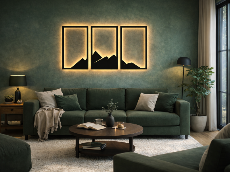 Peisaj montan minimalist - Semn Luminos LED Neon Backlight