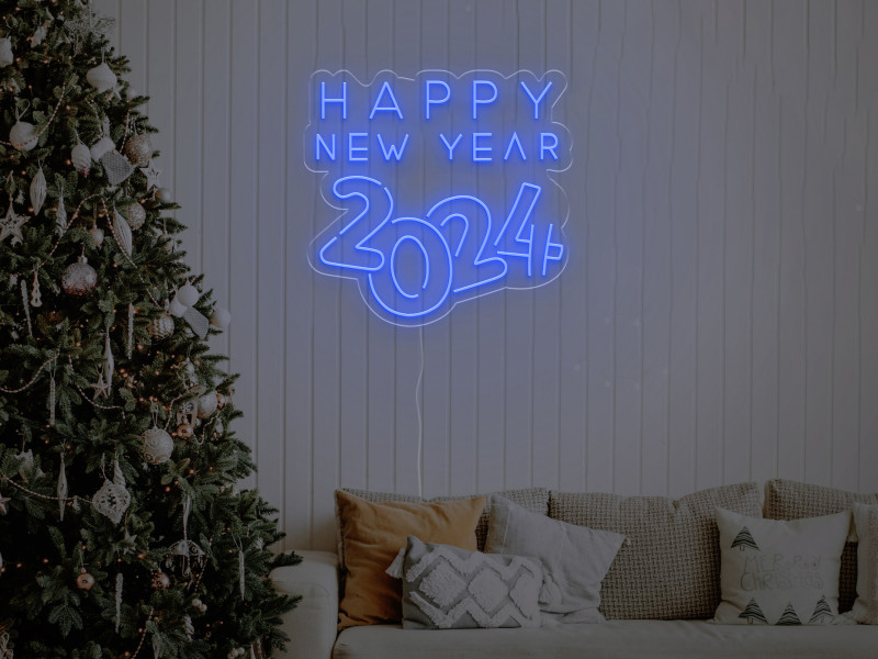 Happy New Year 2024 - Signe lumineux au neon LED