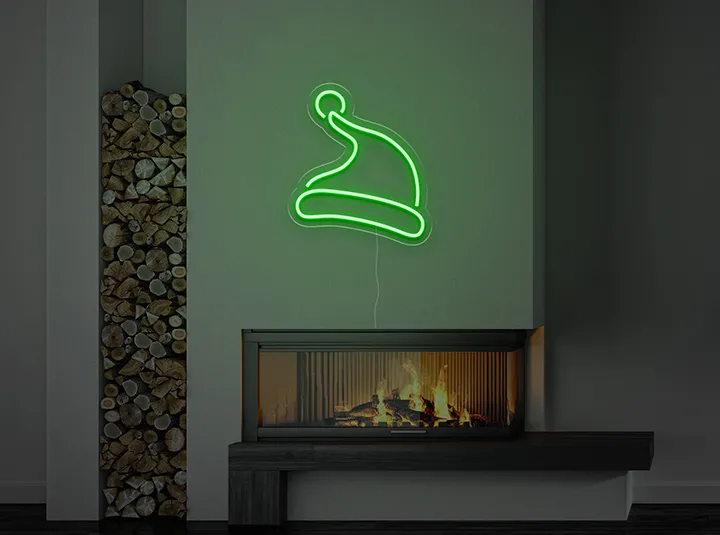 Weihnachtsmütze - Neon LED Schild
